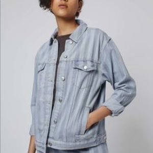 Topshop Stripped moto Jean jacket